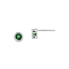 Genuine Emerald 14k White Gold Stud Earrings