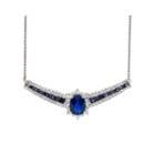 Lab-created Blue And White Sapphire Yoke Sterling Silver Necklace