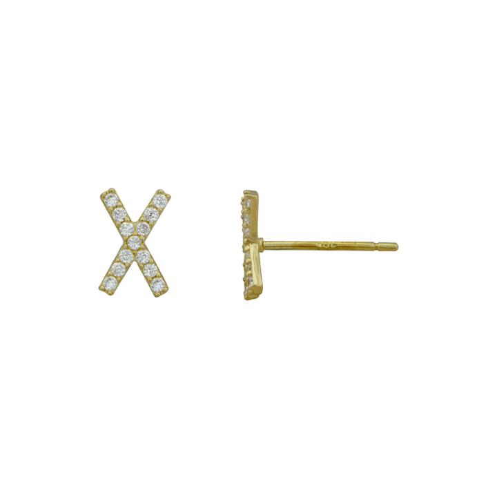 Petite Lux&trade; Cubic Zirconia 10k Yellow Gold X Stud Earrings