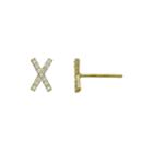 Petite Lux&trade; Cubic Zirconia 10k Yellow Gold X Stud Earrings