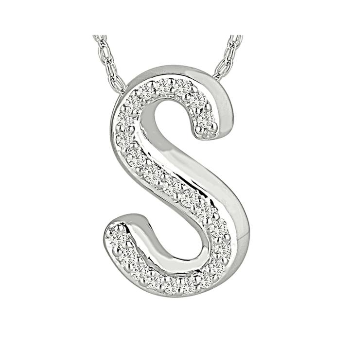1/7 Ct. T.w. Diamond Sterling Silver Initial S Pendant Necklace