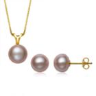 Womens 2-pc. Pink Pearl Gold Over Silver Jewelry Set