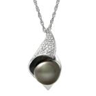 Genuine Tahitian Pearl And Diamond-accent Pendant Necklace