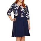 Perceptions 3/4-sleeve Floral Jacket Dress - Plus