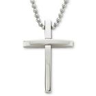 Mens Curved Cross Pendant Necklace