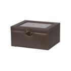 Mele & Co. Pewter Glass Top Faux Leather Jewelry Box
