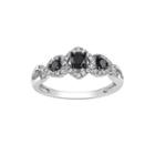 Midnight Black Diamond 1/2 Ct. T.w. White & Color-enhanced Black Diamond 10k White Gold 3-stone Ring