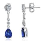 Lab Created Blue Sapphire Sterling Silver Pear Drop Earrings