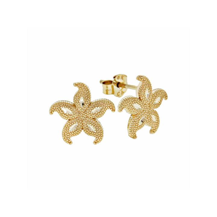 14k Gold Star Fish Stud Earrings