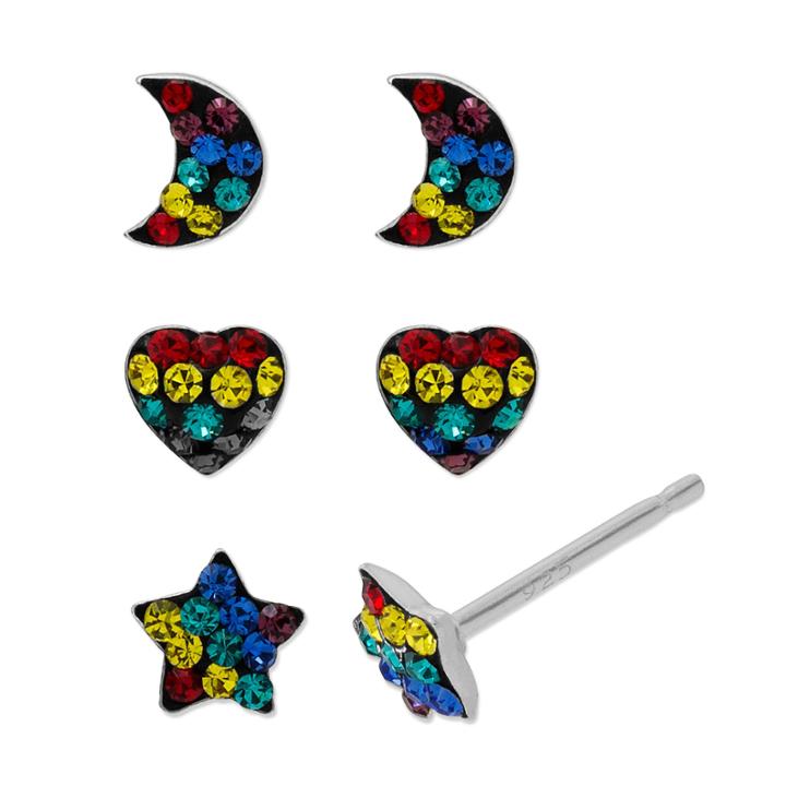 Sterling Silver Multi Color Crystal Earring Sets