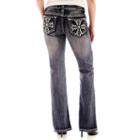 Zco Embellished Pocket Bootcut Jeans - Petite