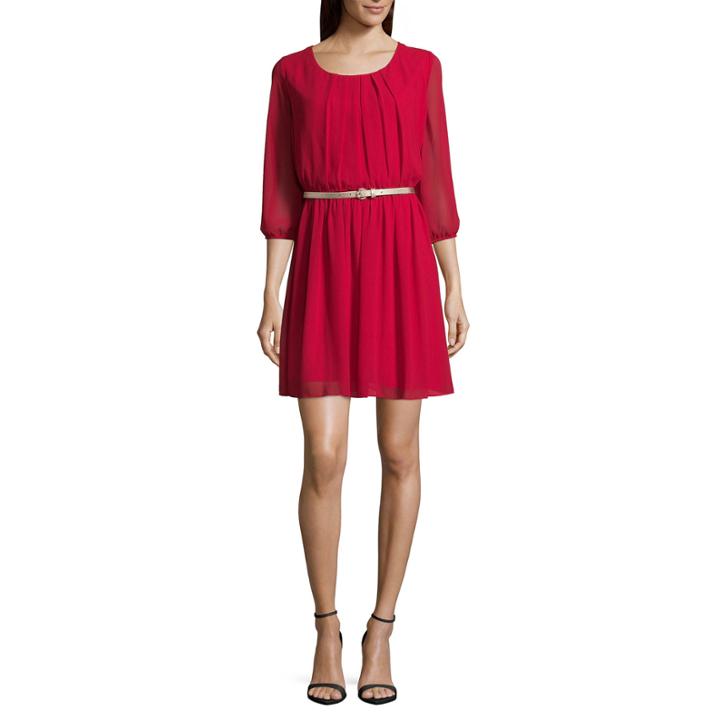 By & By 3/4 Sleeve Fit & Flare Dress-juniors