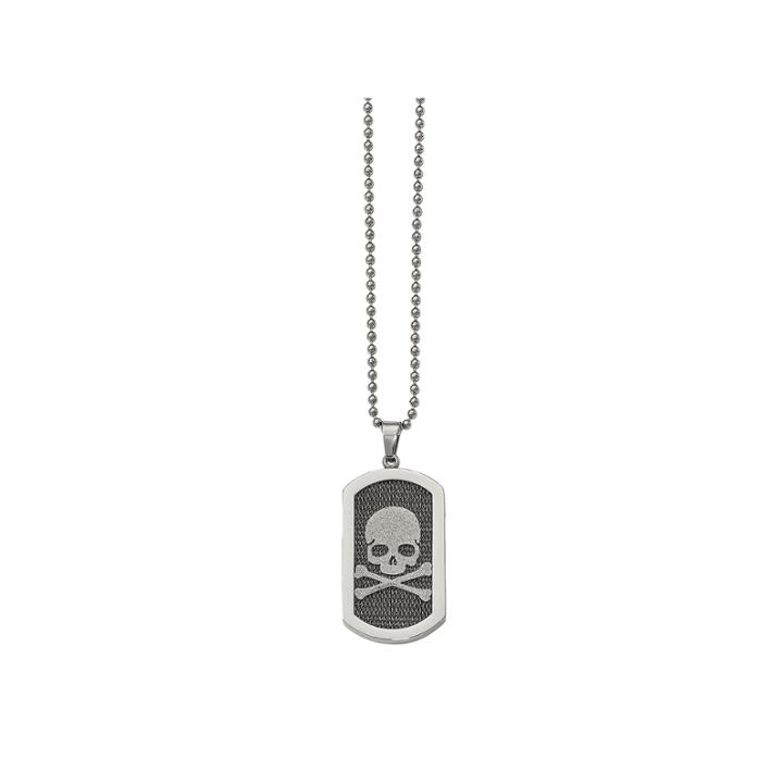 Mens Stainless Steel Skull & Crossbones Pendant