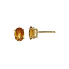 Oval Genuine Citrine 14k Yellow Gold Stud Earrings