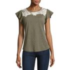 Liz Claiborne Short Sleeve Crew Neck Stripe T-shirt