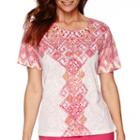 Alfred Dunner Tropical Punch Short-sleeve Burnout Top