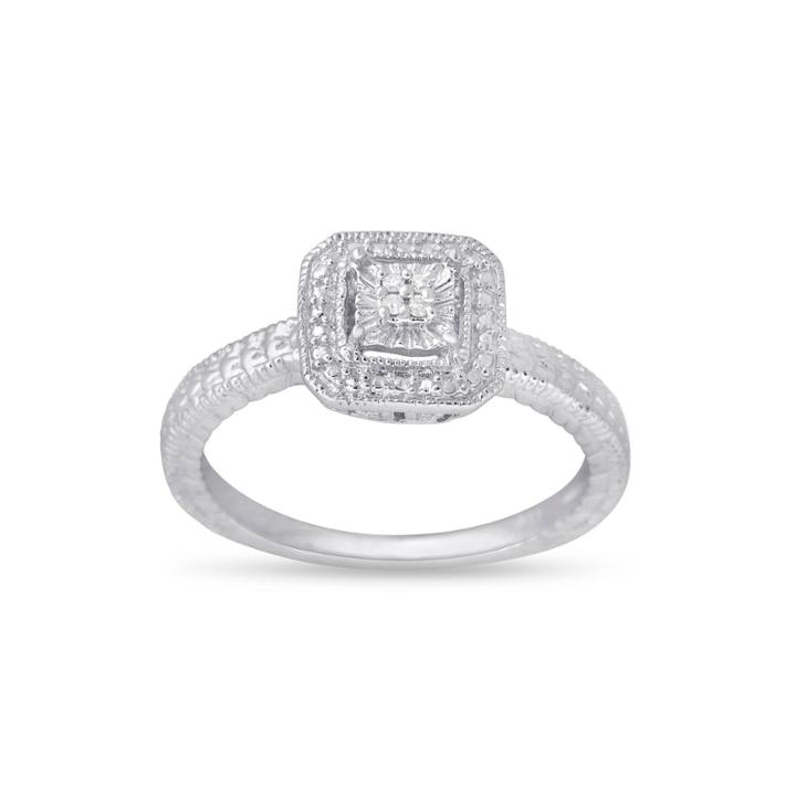 Womens Diamond Accent Genuine White Diamond Sterling Silver Cocktail Ring