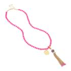 Bleu&trade; Pink Bead Gold-tone Tassel Necklace