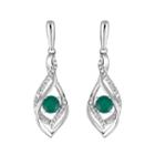 1/8 Ct. T.w. Genuine Green Emerald 10k White Gold Drop Earrings