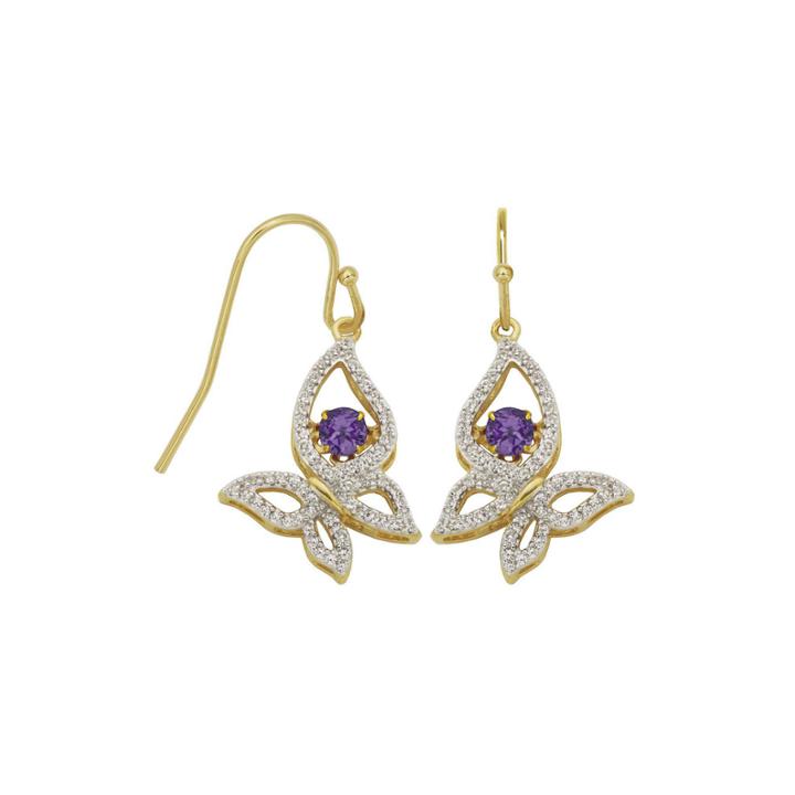 Love In Motion&trade; Genuine Amethyst And Lab-created White Sapphire Butterfly Earrings