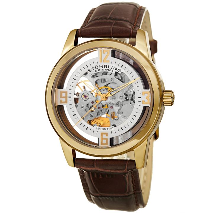 Stuhrling Mens Brown Strap Watch-sp15353