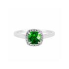 Lab-created Emerald Sterling Silver Cushion Halo Ring