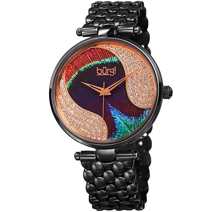 Burgi Unisex Black Strap Watch-b-162bk