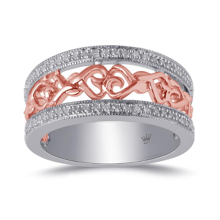 Hallmark Diamonds Womens 1/7 Ct. T.w. Genuine White Diamond Sterling Silver Gold Over Silver Band