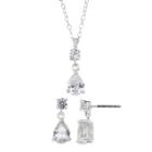 Sparkle Allure&trade; Pure Silver-plated Cubic Zirconia Pendant Necklace & Earring Set