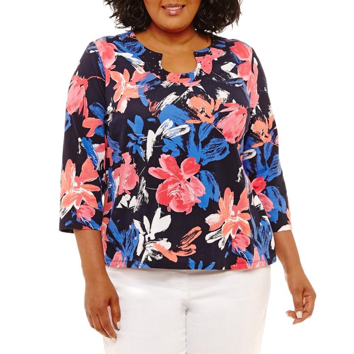 Lark Lane Must Have Embellished Floral Top- Plus