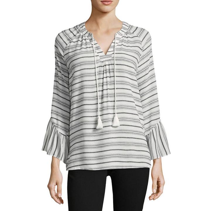 A.n.a Long Sleeve Bell Sleeve Peasant Top