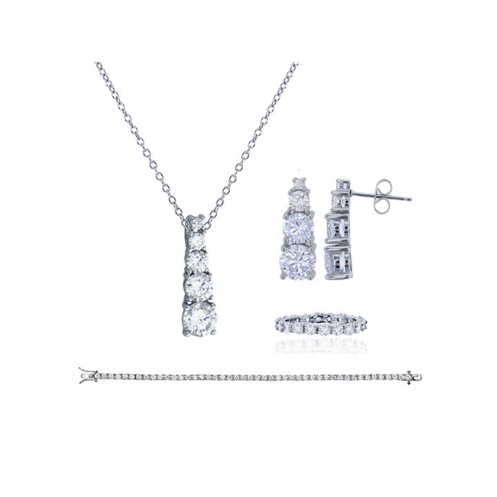 Womens 4-pc. Greater Than 6 Ct. T.w. White Cubic Zirconia Sterling Silver Jewelry Set