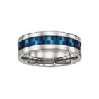 Personalized Mens 8mm Blue Ion-plated Stainless Steel Wedding Band
