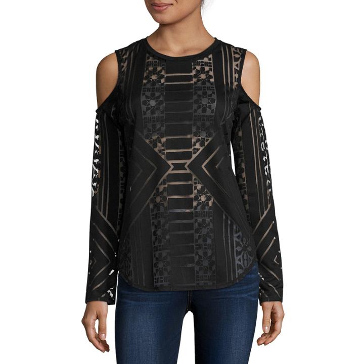 Nicole Miller Cold-shoulder Burnout Top