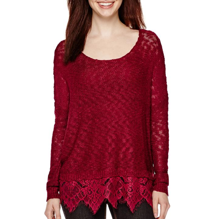 Decree Long-sleeve Lace-hem Sweater