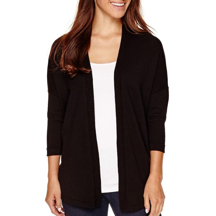 Stylus&trade; 3/4 Dolman-sleeve Flyaway Cardigan