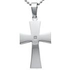 Mens Diamond Accent Stainless Steel Cross Pendant Necklace