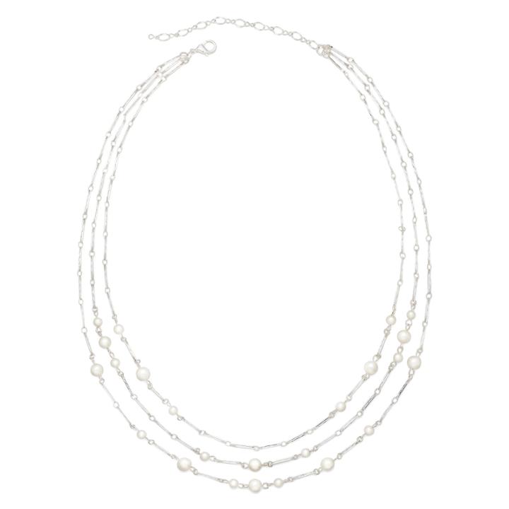 Vieste Simulated Pearl Silver-tone 3-strand Necklace