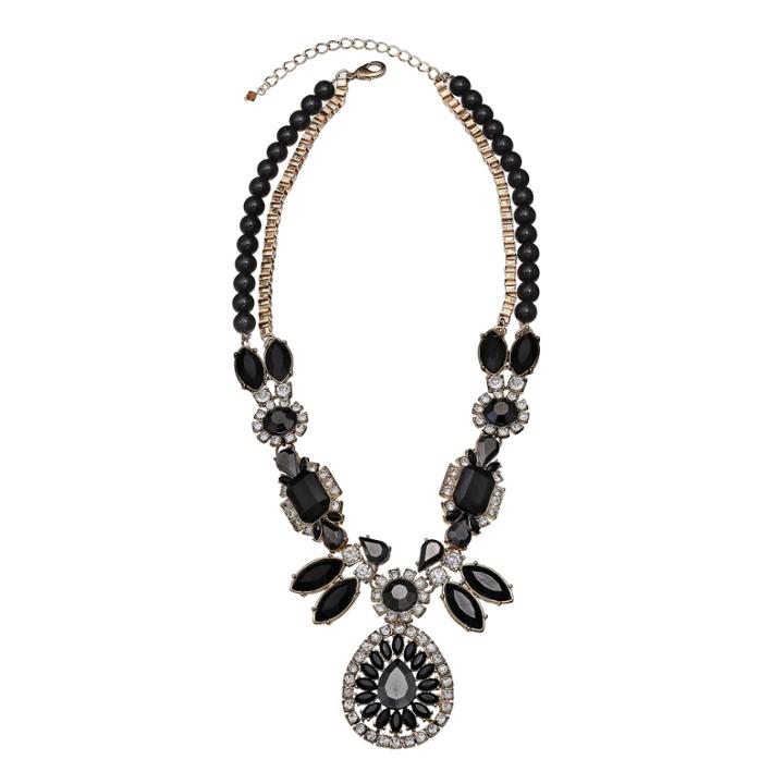 Mixit&trade; Black Stone & Crystal Statement Y Necklace