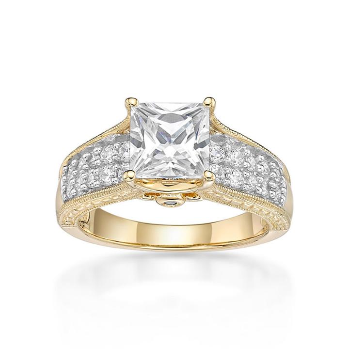 Diamonart Womens 2 1/3 Ct. T.w. White Cubic Zirconia 14k Gold Over Silver Cocktail Ring