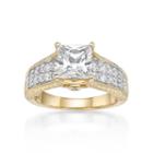Diamonart Womens 2 1/3 Ct. T.w. White Cubic Zirconia 14k Gold Over Silver Cocktail Ring