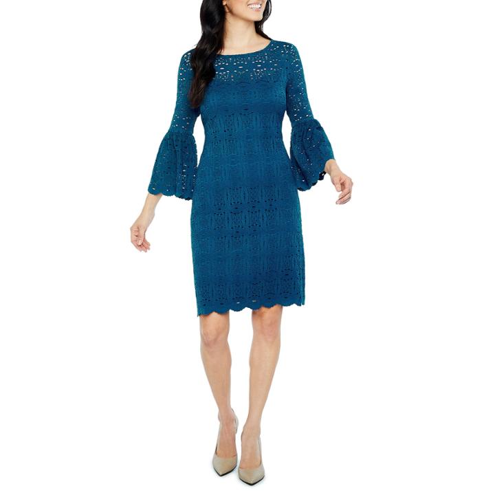 Ronni Nicole 3/4 Sleeve Lace Medallion Shift Dress