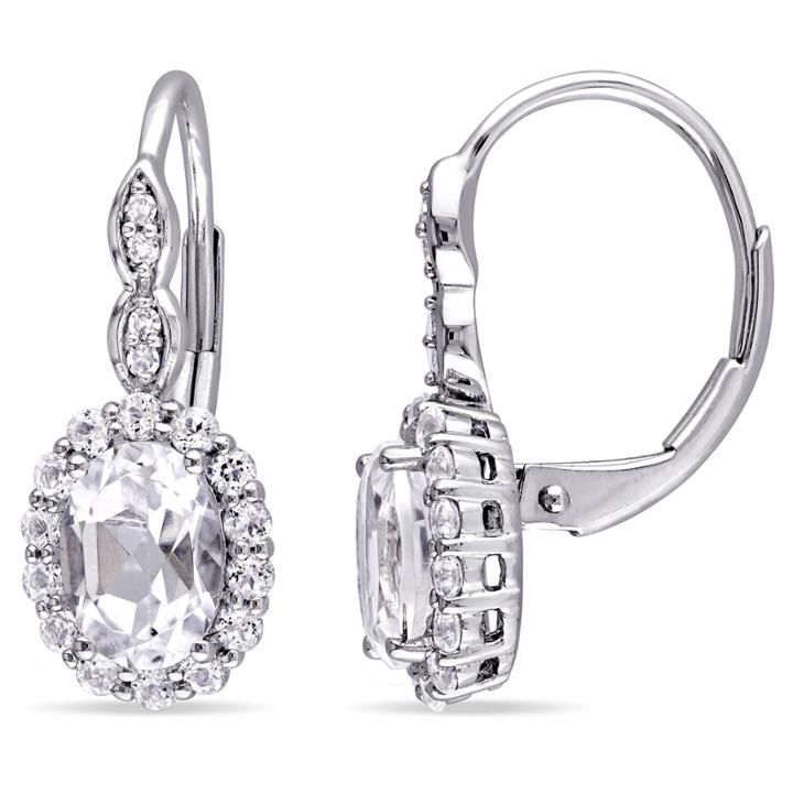 Diamond Accent White Topaz 14k Gold Drop Earrings