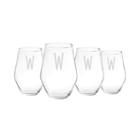 Cathy's Concepts Set Of 4 Personalized Contemporary Stemless Wine Glasses