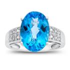 Womens Diamond Accent Genuine Blue Blue Topaz 10k Gold Cocktail Ring