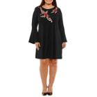 Spence Long Sleeve Embroidered Floral Sheath Dress-plus