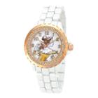 Disney Womens Belle Rose-tone White Enamel Watch