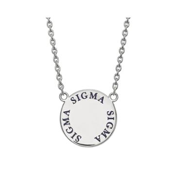 Sigma Sigma Sigma Enamel Sterling Silver Disc Pendant Necklace