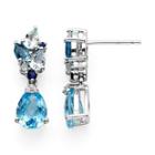 Genuine Swiss Blue And Sky Blue Topaz Drop Earrings