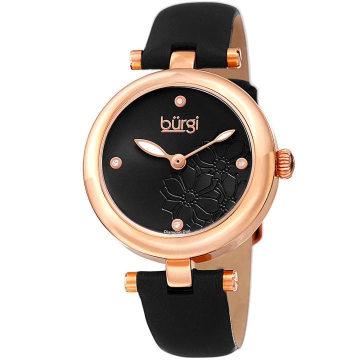 Burgi Womens Black Strap Watch-b-197bkr